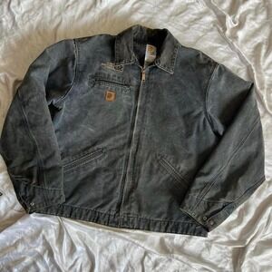 Vintage Detroit Cut Carhartt Jacket Size XL Black Brown Retro Coat Outdoor Y2K